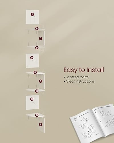 Miniatura 5 de VASAGLE Estante esquinero para montaje en pared, estantería de esquina flotante de 5 niveles, estante para plantas para dormitorio, sala de estar,