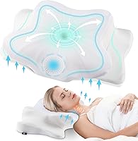 Vista 11 de DONAMA - Almohada cervical para cuello y hombro, almohada de espuma viscoelástica con contorno, almohada ergonómica para el cuello con funda