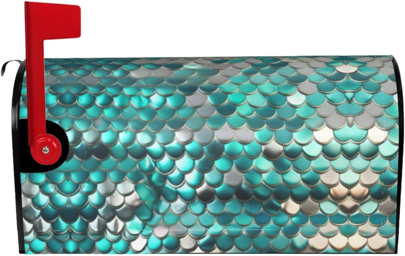 Mermaid Scale Print Mailbox Cover Magnetic 21x18 in Cover for Garden Yard Protective Mailbox Cove
