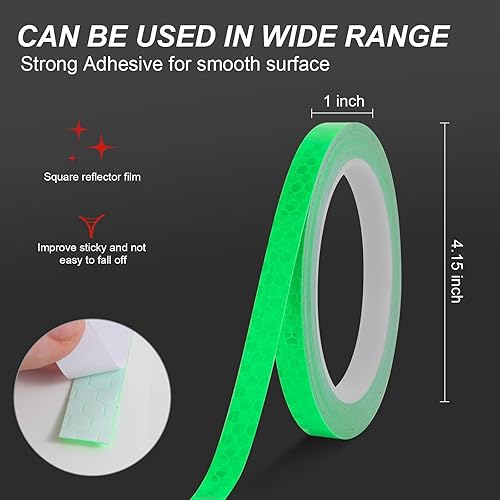 Vista 20 de White Reflective Tape 0.4 Inch x 33 FT Fluorescent Tape Waterproof for Outdoor DOT Auto Stickers for Bikes,Bicycles,Helmets,Trailers