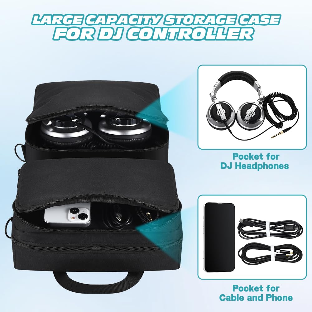 Funda de Transporte DJ Controller para Pioneer DDJ-200/DDJ-WeGO4, para AlphaTheta DDJ-FLX 2, para Hercules Inpulse 200/200 MK2 Funda Portátil de Viaje con Correa para el Hombro
