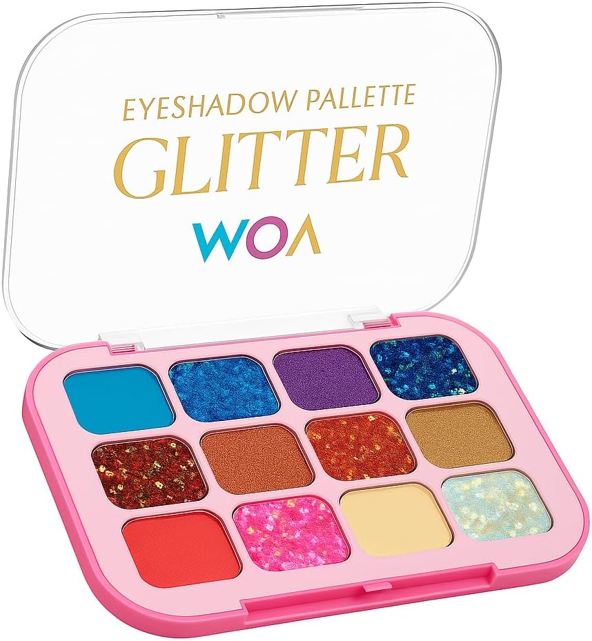 MOV 12’li Glitter Far Paleti No:02 – Yarı Mat & Işıltılı Renkler ile Yüksek Pigmentli & Kalıcı Göz Farı Paleti