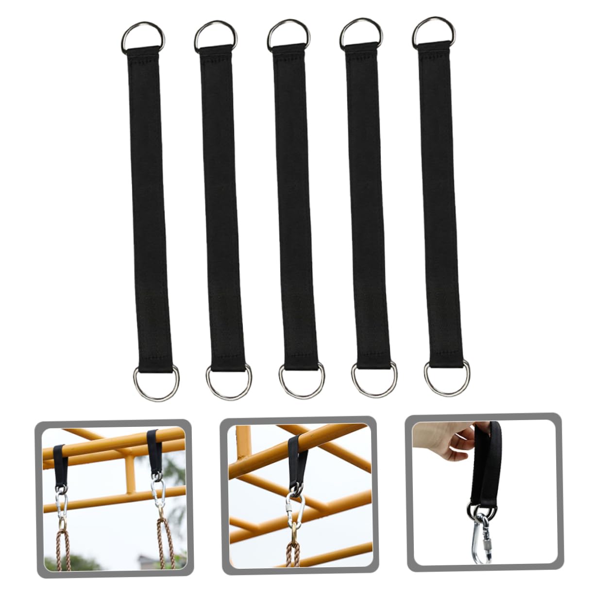 TOYANDONA 5 Ensembles Sangle De Boucle Swing Remplacement Bretelles De Plein Air Sangles De Hamac De Camping Chaise Hamac Suspendue en Polyester Black 5 Pièces * 5