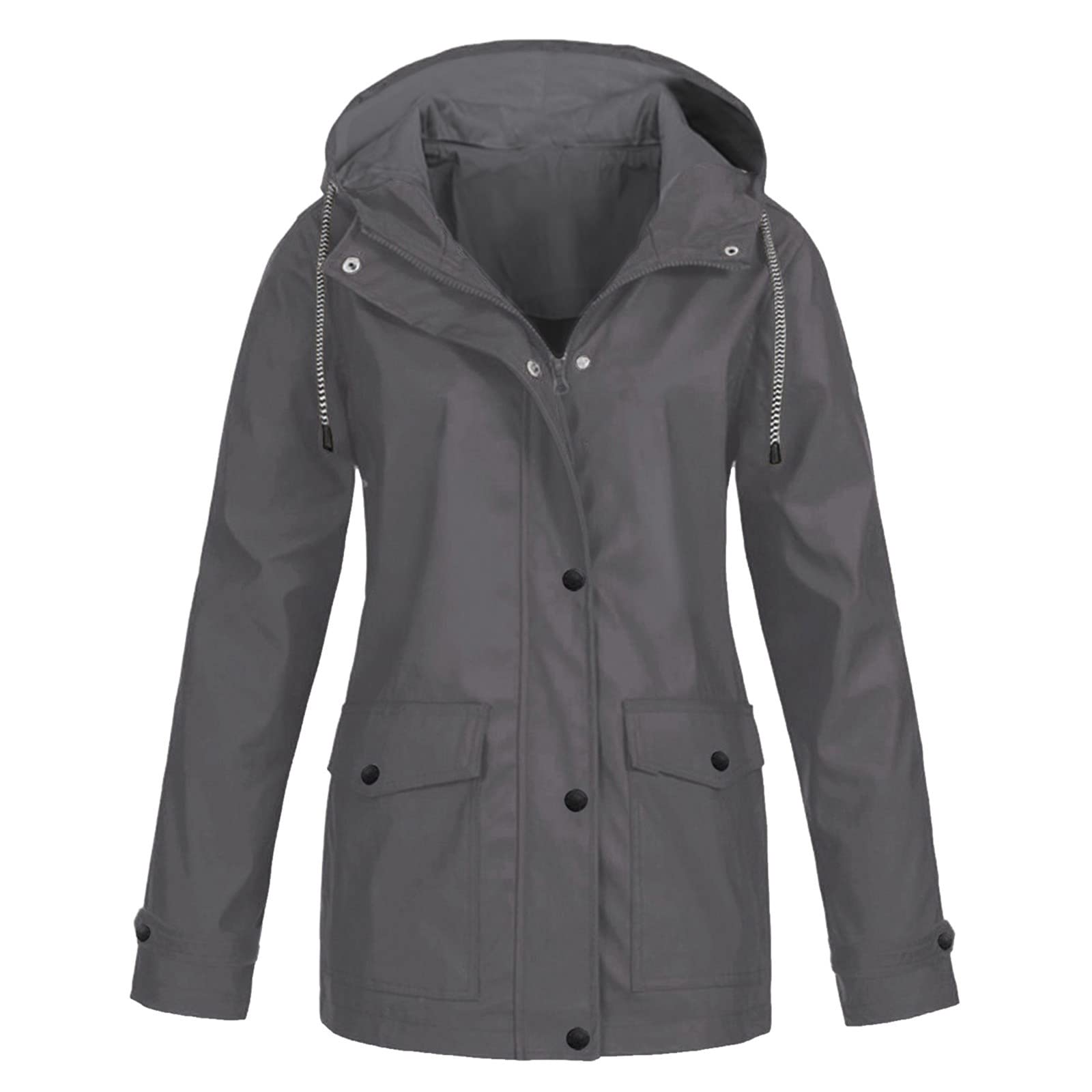 Chaqueta Impermeable A De Viento Con Bolsillos Capucha Color Sólido Para Mujer Otoño Invierno Calcetines Divertidos Parka Gabardina Senderismo Chaquetas Deportivas Ultraligera