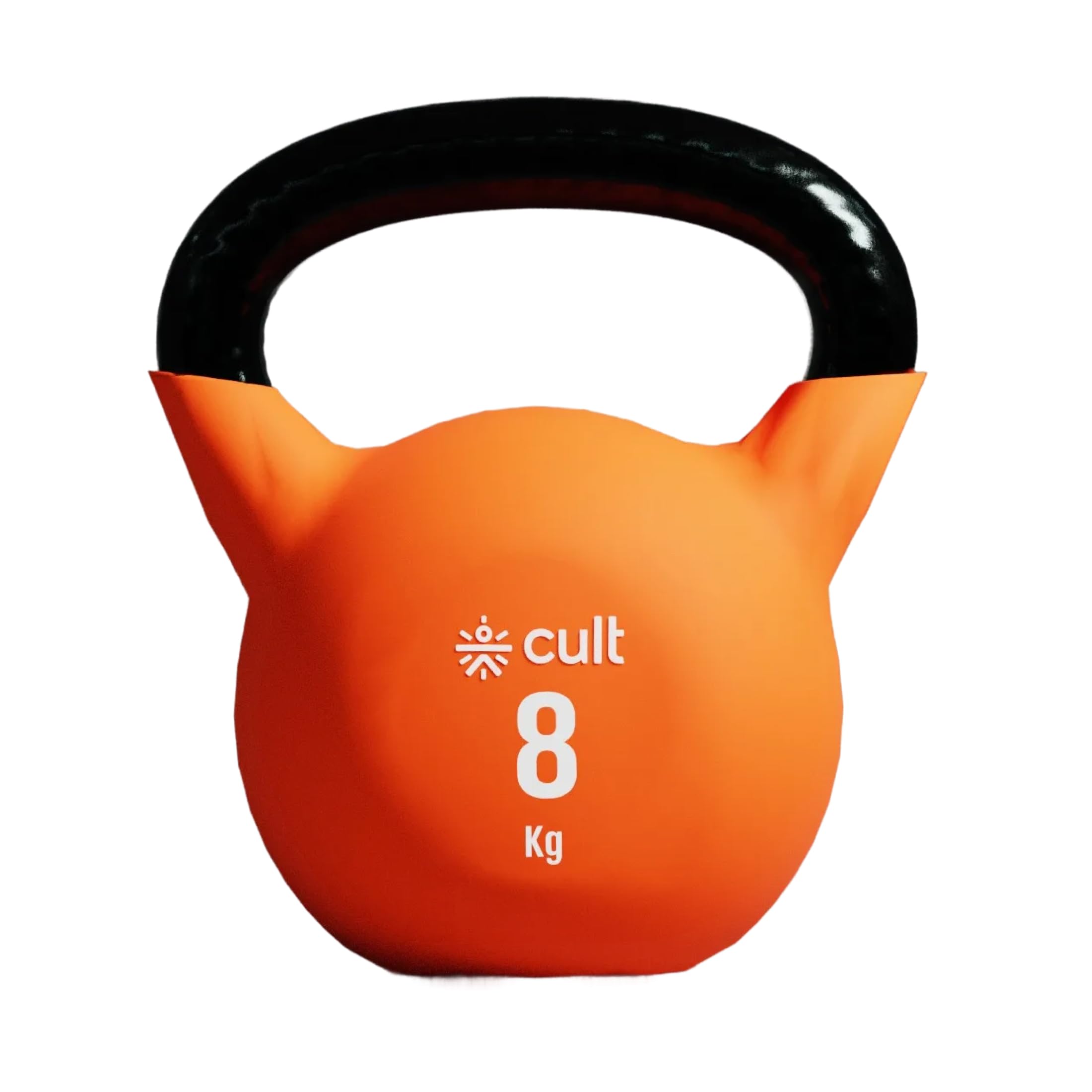Cult 8kg Neoprene Anti-Slip Grip Colored Kettlebell for Home Workout - Orange-image-25