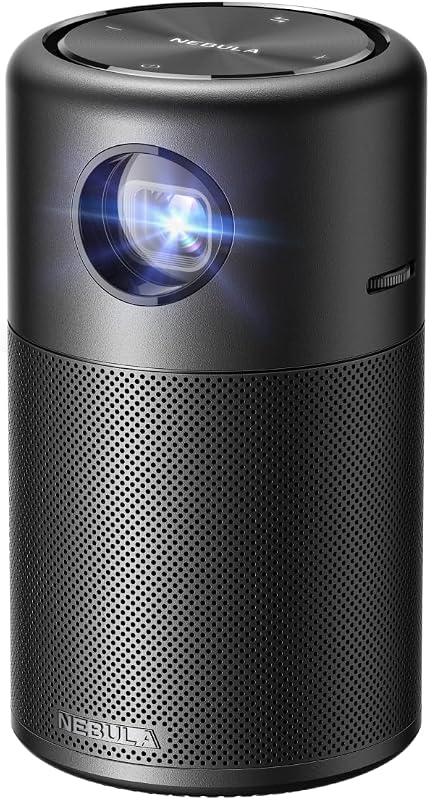 Anker Nebula Capsule, mini proyector inteligente Wi-Fi, proyector portátil de 100 lúmenes ANSI, parlante 360, proyector de películas, imagen de 100 pulgadas, tiempo de reproducción de vídeo de 4 horas para interior y exterior, ver en cualquier lugar