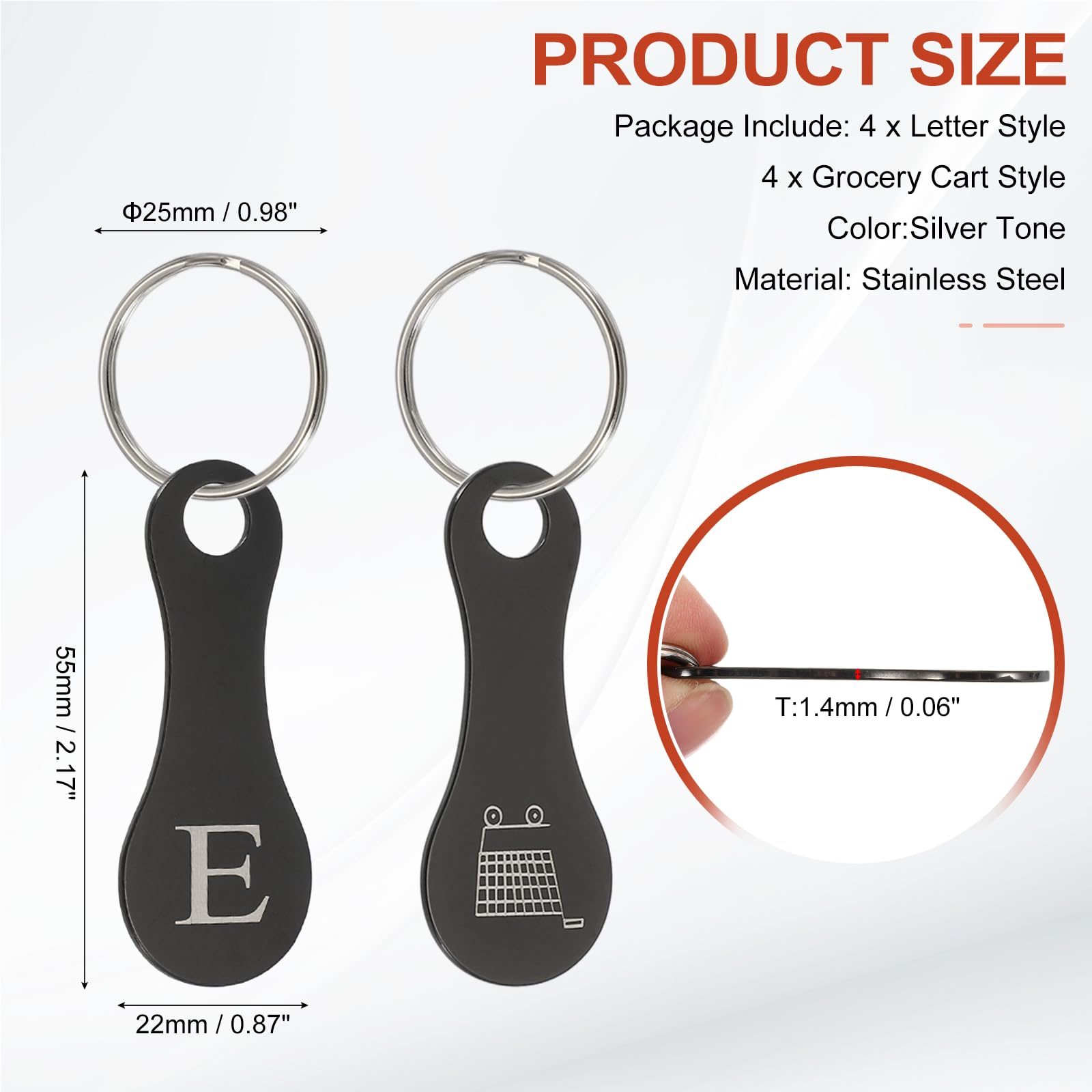 PATIKIL 8 Pcs Stainless Steel Shopping Trolley Token - Image 2