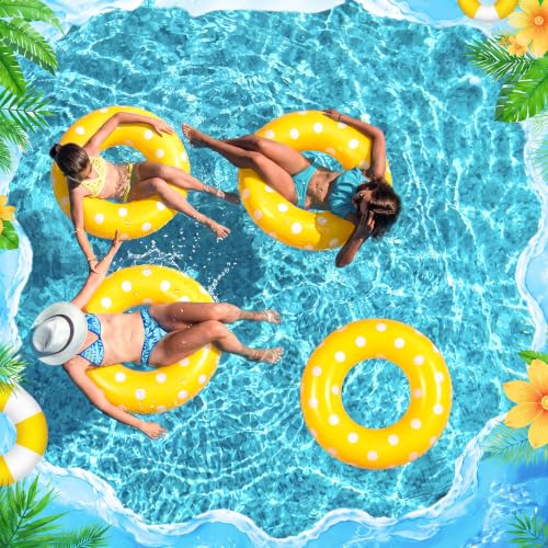 JolliLudo 4 Pcs Adults Inflatable Swimming Ring, Polka Dots Themed Pool Floats, Inflatable Tubes for Adults, Pool Float, Beach Lake River Summer Decor Swimming Party (30 in,Yellow) by JolliLudo - Image 6