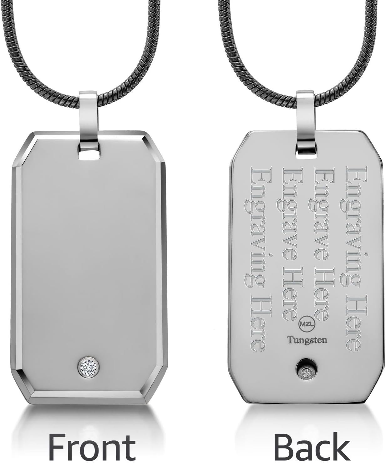 [Gem Stone King] 0.075カラット ネックレス メンズ タングステンカーバイド