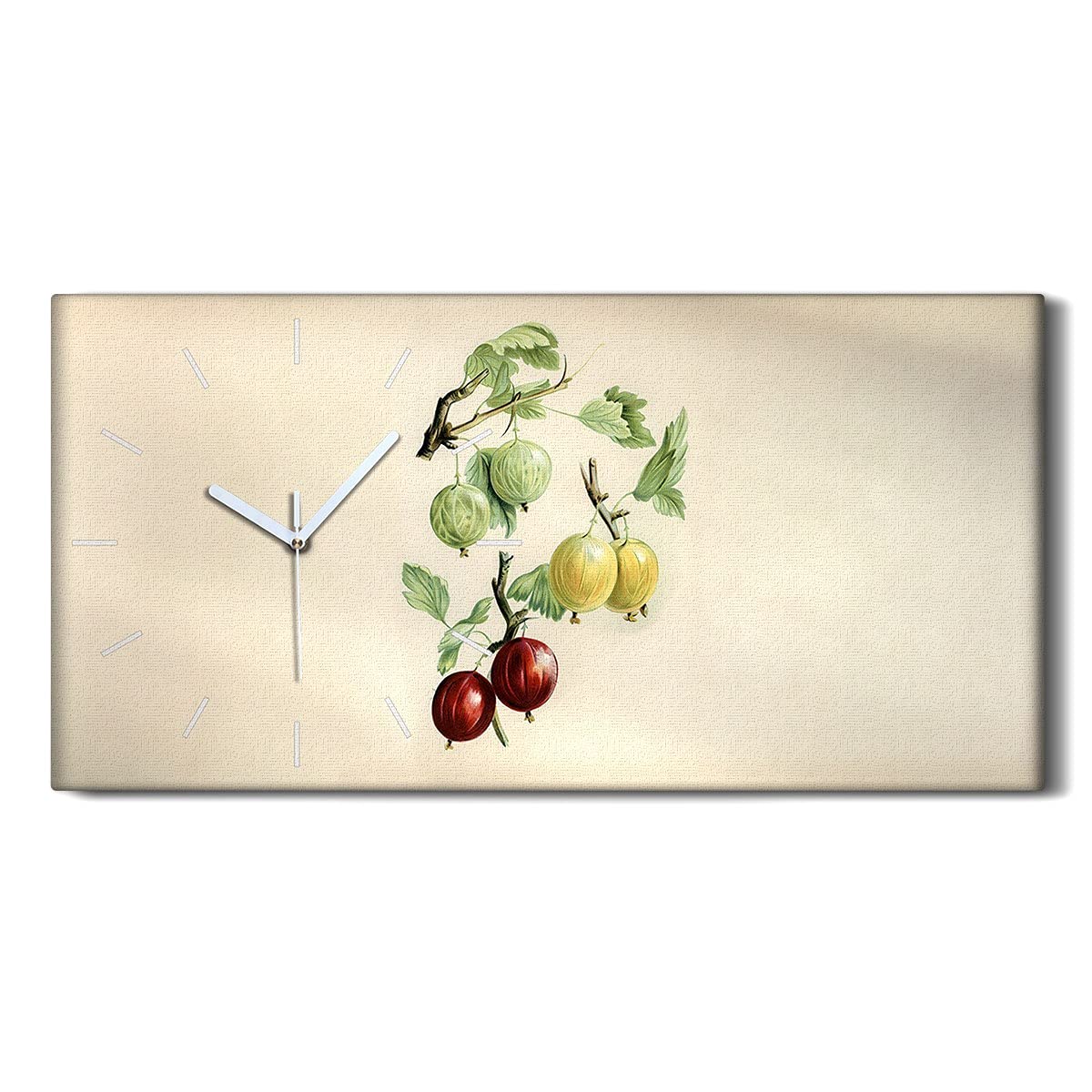 Horloge sur Toile Fruits Raisins Coloray 60x30cm pour Salon et Chambre Épuration Moderne