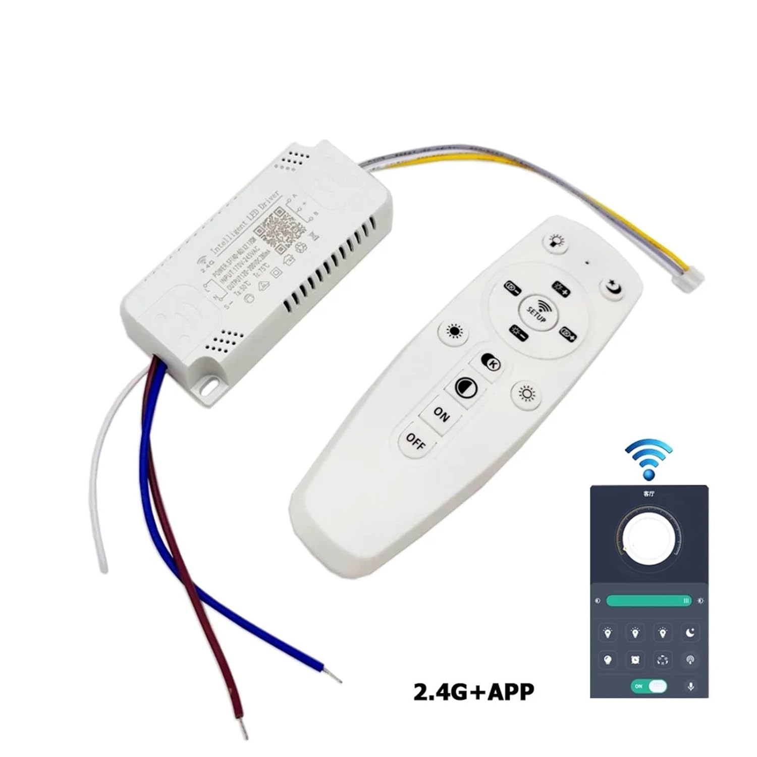 APP Control LED Driver 2.4G Remote Intelligent Transformer 12-24W 40W 80W 120W 360W for Dimmable Color-Changeable Chandelier((40-60W) X2 120W)