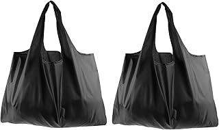 2Pcs Preto Sacolas de Supermercado Sacos de Compras Pesados Sacola de Supermercado Sacolas de Tecido Lavável Leve para Compras de Supermercado Saco A Granel