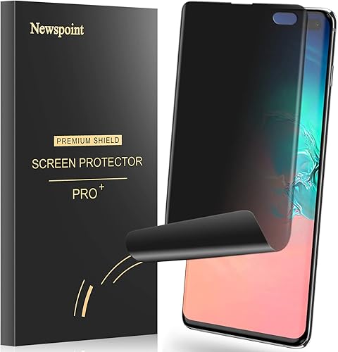Protector de pantalla de privacidad para Galaxy S10 Plus, 2 vías antiespía, compatible con huellas dactilares, película suave, resistente a los