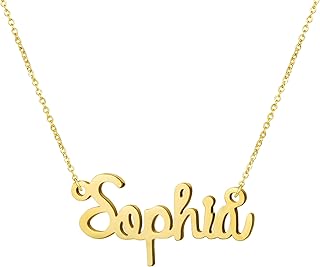 Yiyang Personalized Name Necklace 18K Gold Plated Stainless Steel Pendant Jewelry Birthday Gift for Girls