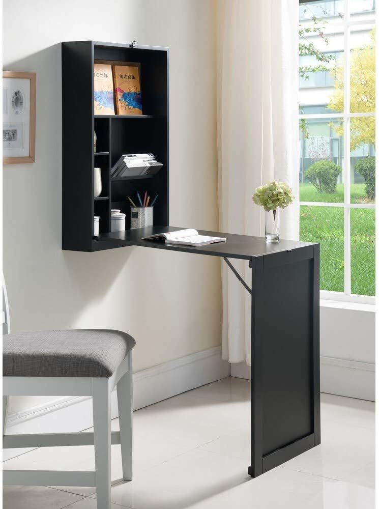 K and B Furniture Co Inc Wood Wall-Mounted Desk Black