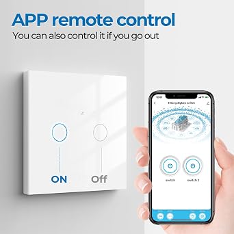 ZigBee Smart Wall Light Switch Smart Touch Switch 12A Light Switches Compatible for Alexa/Google Home, Remote Control Smart Scheduled Switch, Neutral Wire Deeded+No Neutral, 1 Gang, White