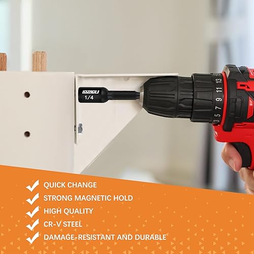 Miniatura 6 de Juego de destornilladores de tuerca magnética de 17 piezas, SAE y métrico, kit maestro de broca de tuerca hexagonal de impacto premium, vástago