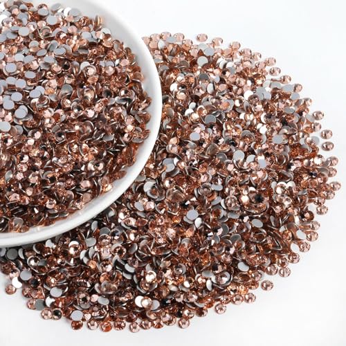Image of Beadsland Flat Back Crystal Rhinestones Bulk, Light Peach, SS20, 14400pcs | Flatback Glass Gems for Nails Crafts Clothes DIY Decoration, Glue Fix, 4.6-4.8mm.Champagne