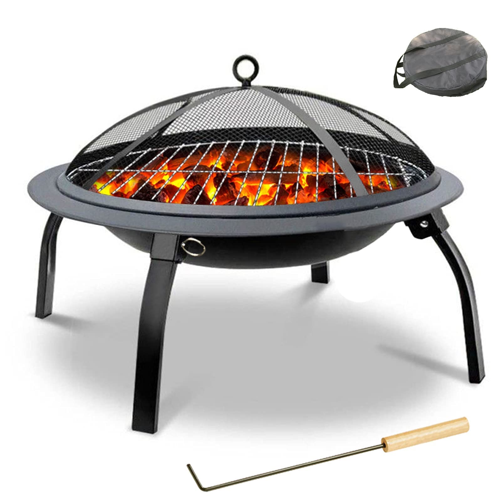 YXSH Trípode para Exterior Plegable con Parrilla De Barbacoa 3 En 1, Calentador De Jardín/Patio/Barbacoa/Pozo De Hielo con Cubierta Impermeable