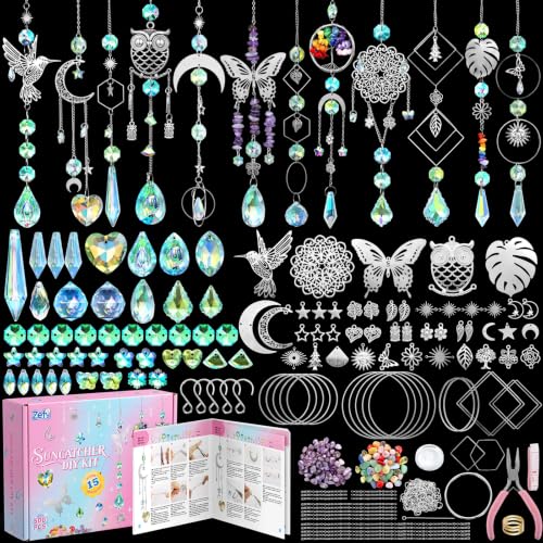 Zefy 500 Pcs DIY Suncatcher Kit, Crystal Art and Crafts for Adults