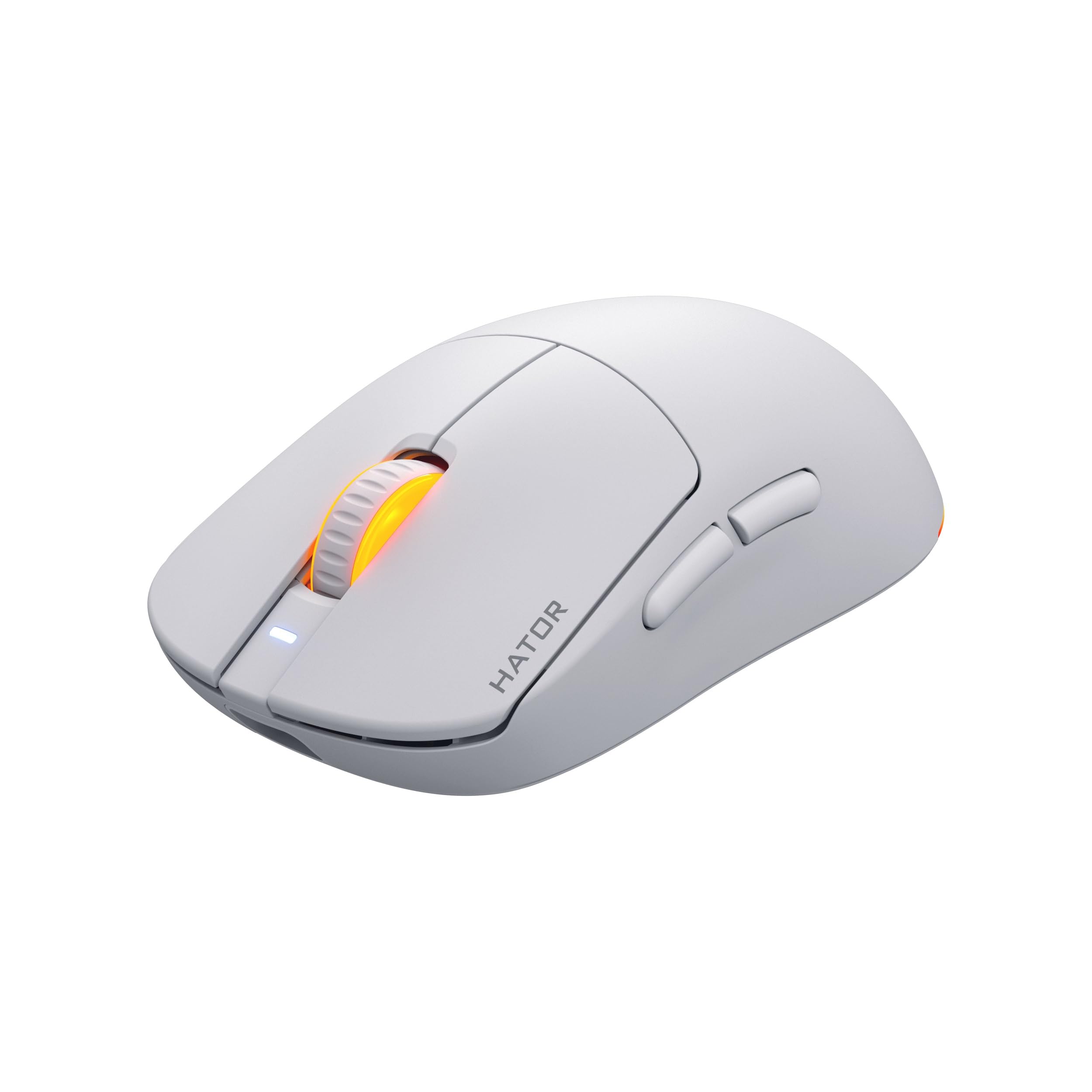 HATOR Quasar 3 Wireless Ratón Gaming inalámbrico, 64g Ultraligero, PixArt PMW3311, 12000 dpi, Optical Switches 100M, RGB, 1000Hz, 2.4GHz/Bluetooth 5.4/USB-C, PTFE Feet, 600mAh, 100h, PC/Mac (Blanco)