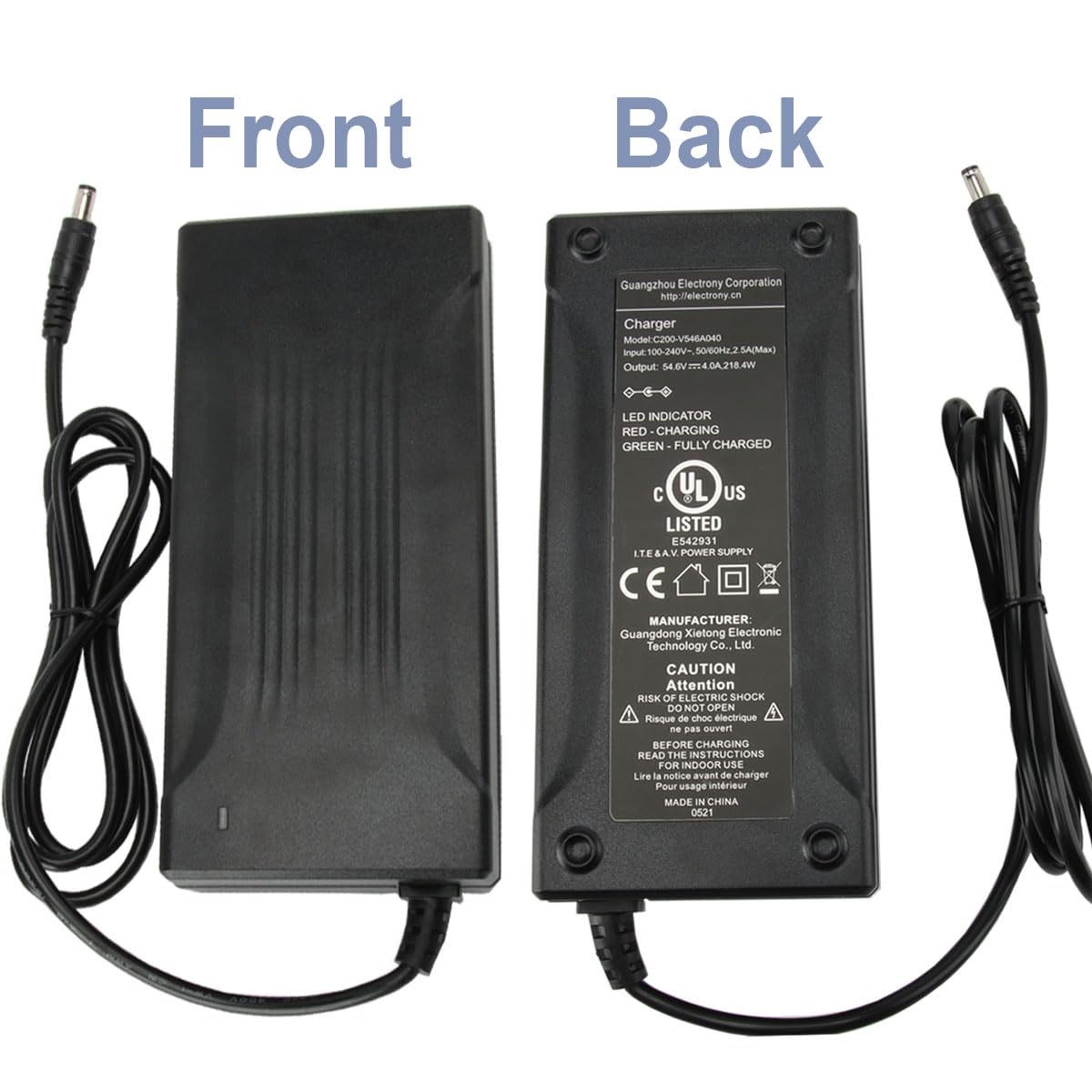54,6 V 4 A Batterieladegerät für 48 V E-Bike, Scooter, Elektrofahrräder, Rollstühle, Mobilitätsgeräte, Elektroroller Ladegerät 48V 4a mit 3 Anschlüssen GX12 3P-XLR DC5521 Stecker