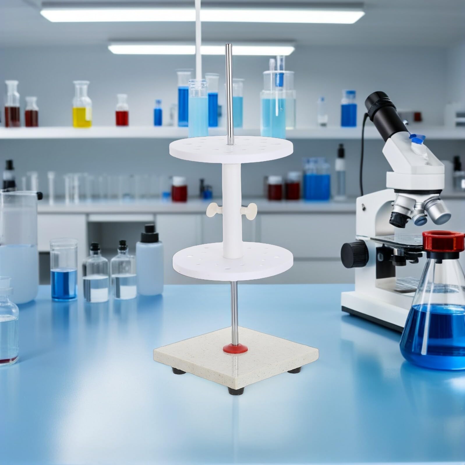 NUOBESTY Soporte y 16 Orificios Pipetas Mármol Blanco de a para Giratorios, Organizador Resistente Avanzado Químicos para Científicos