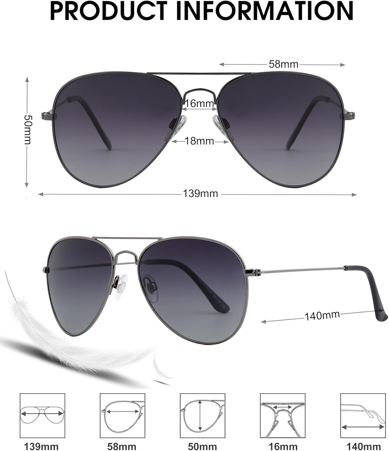 JOOX Polarized Aviator Sunglasses for Women Men, UV400 Protection Lens and Lightweight Metal Pilot Frame Gun Metal/Smoke Gradient image 3 of 7 B08BRSZMC3