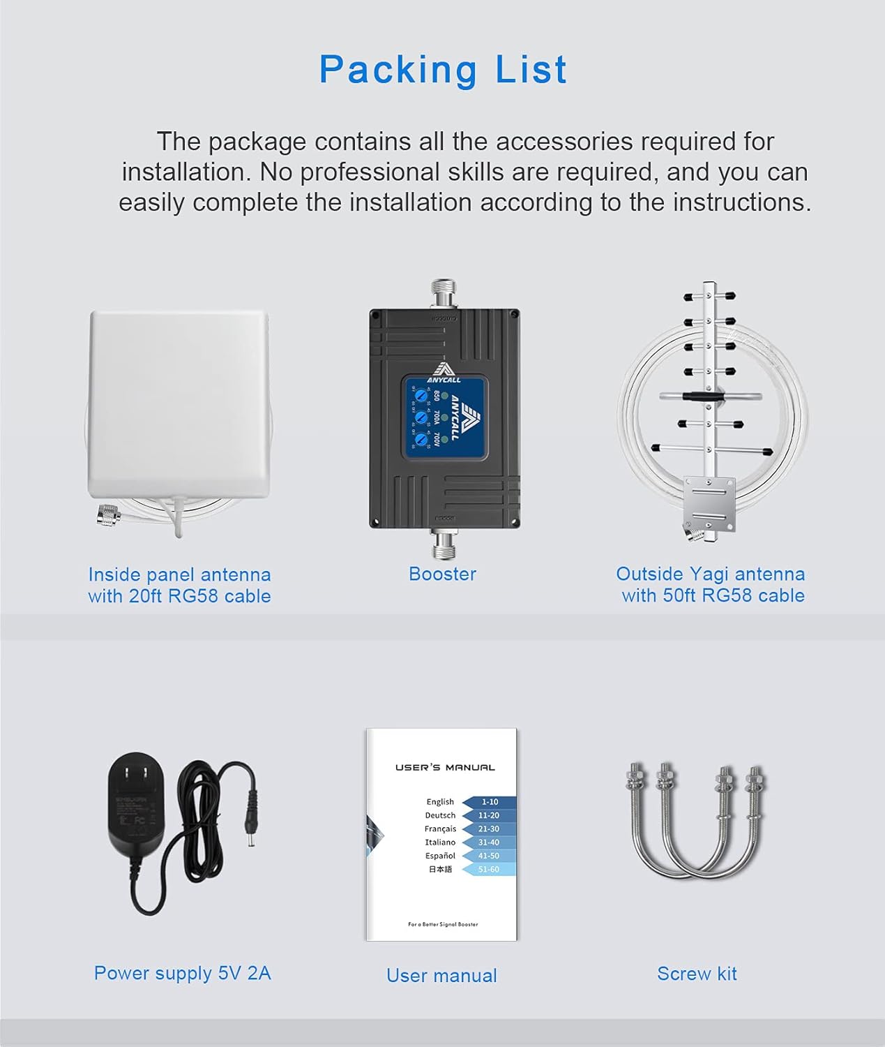Flаѕh Sаlе Buу 1 gеt 1 ANYCALL Cell Phone Booster for Home Use - Band 5/12/13/17 Cellular Booster 700MHz 850MHz Cell Signal Amplifier Boost GSM 3G Voice and 4G LTE Data