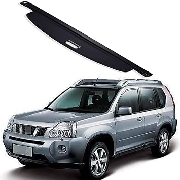 Car Rear Trunk Parcel Shelf for Nissan X-Trail 2008-2013, Retractable Luggage Cargo Cover Parcel Shelf Boot Shelves Partition Security Privacy Interior Accessories,A/Black
