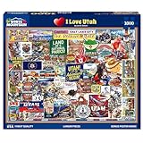 White Mountain I Love Utah Puzzle 1000 Piece State Collage Jigsaw Puzzles Gifts for Adults and Families