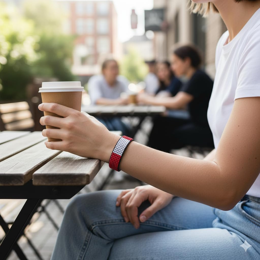 Peru Flag Beaded Bracelet, Adjustable, Boho Style Rope Bracelet for Women, Men, Thread String - Image 4