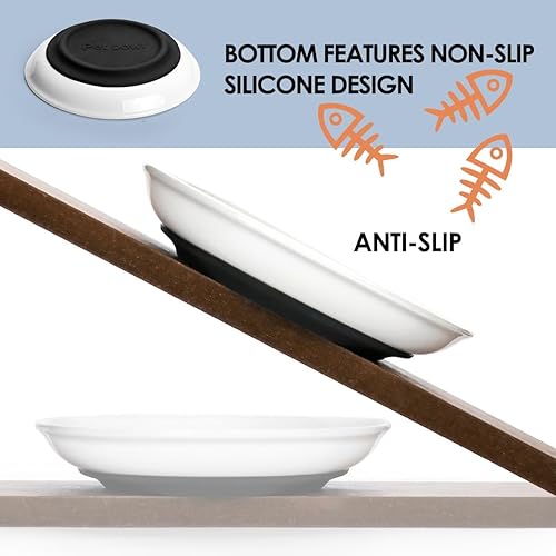 Miniatura 6 de Cuencos de cerámica para gatos, tazón ancho poco profundo, plato de comida poco profundo, lindos cuencos de alimentación, con alfombrillas