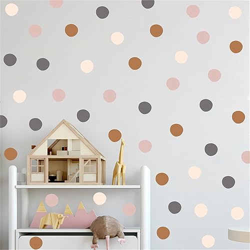 sacinora - Calcomanías de pared de lunares de color gris oscuro, marrón, color carne, bricolaje, círculo, arte de pared, vinilo extraíble, despegar