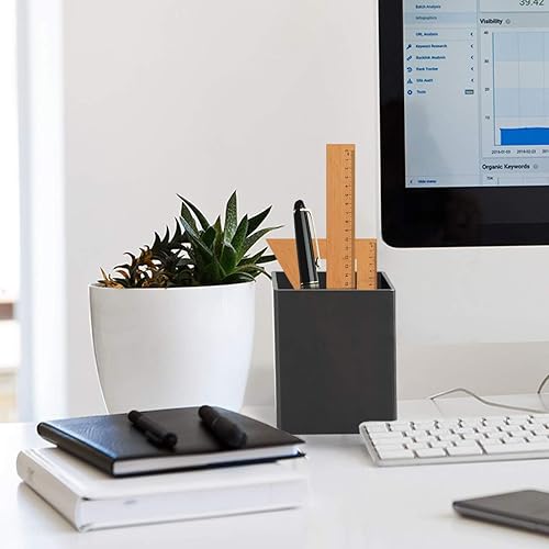 Miniatura 5 de NIUBEE Portalápices de acrílico dorado para escritorio, organizador transparente para vasos de maquillaje, organizadores de escritorio acrílicos y