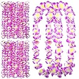 Set of 36 Hawaiian Leis Flower Lei Hawaiian Necklace Tropical Hawaii Luau Party Favors Decoration for Beach Birthday Graduation Kids Photo Prop, 41 Inches (Purple)