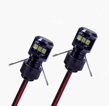 Oznium Side View LED Bolt - 12V LED Side Emitting Light for Bumper, Grille, Cars Interior, Dash, Ambient Lighting, Motorcycle with Aluminum Housing & Screw Nut 11 mm Black, Warm White LED, 2-PACK