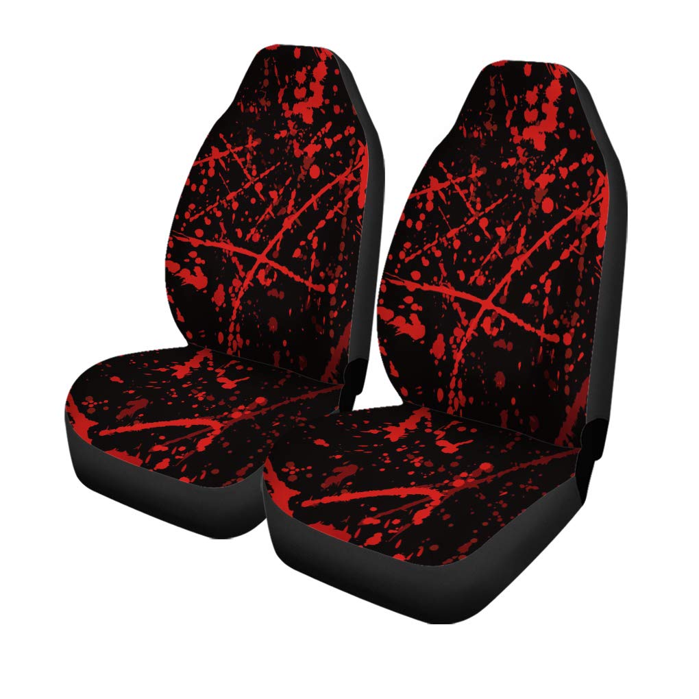 Set of 2 Car Seat Covers Red Horror Blood Stains Halloween Criminal Scene Abstract Universal Auto Front Seats Protector Fits for Car,SUV Sedan,Truck