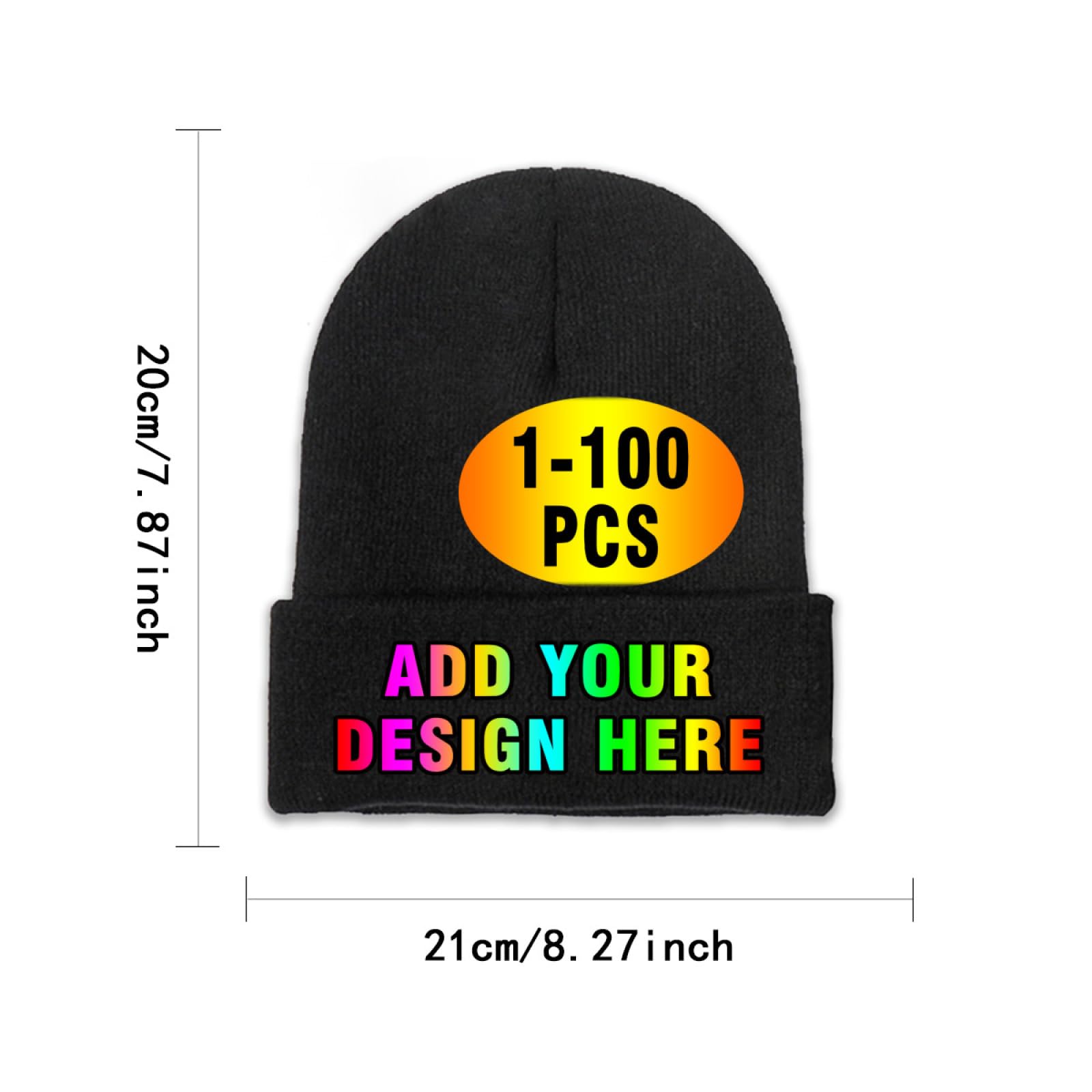 Personalized Custom Beanies Hats Knitted Hat Personalized Skull Hat Winter Hat for Men Women Add Text Logo Photo Custom Hats Black