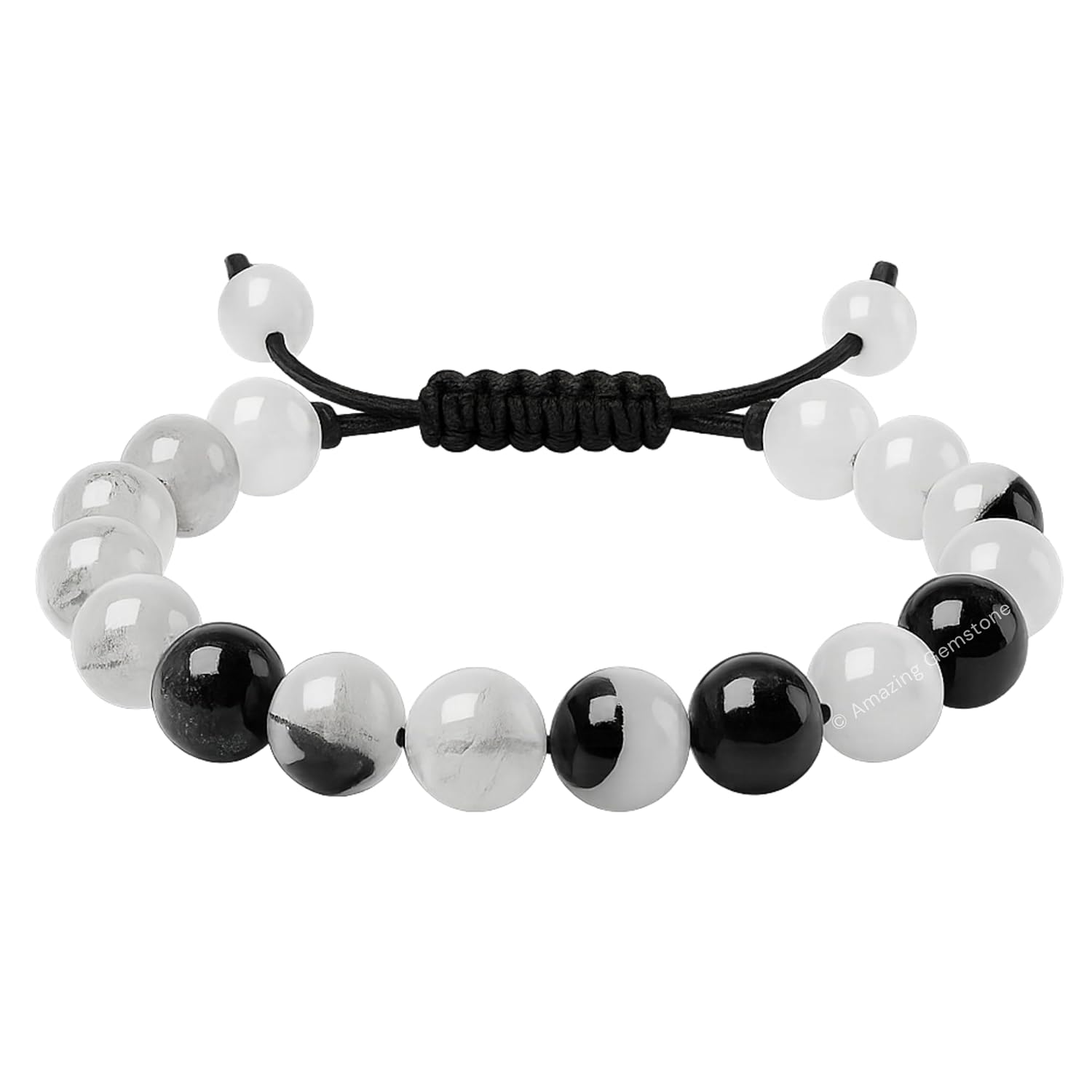 Amazing Gemstone Black Rutilated Quartz Bracelet for Women Men's Gifts - Protection Healing Crystal Bracelet - 8mm Gemstone Beaded Adjustable Bracelet Pulseras para Hombres...