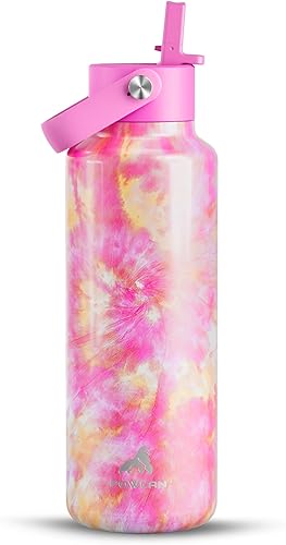 Miniatura 11 de POWCAN Botella de agua para niños de 18 onzas: a prueba de fugas, mantiene el frío 24 horas, apta para portavasos, asa superior, sin BPA, botella de