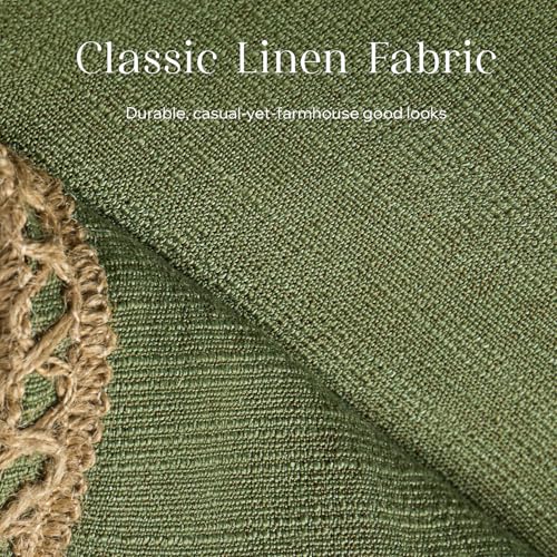 Phantoscope Pack of 2 Farmhouse Decorative Throw Pillow Cover Solid Burlap Linen Trimmed Tailored Edges, Olive Green, 20 x 20 inches, 50 x 50 cm by Phantoscope - Used condition - Image 2