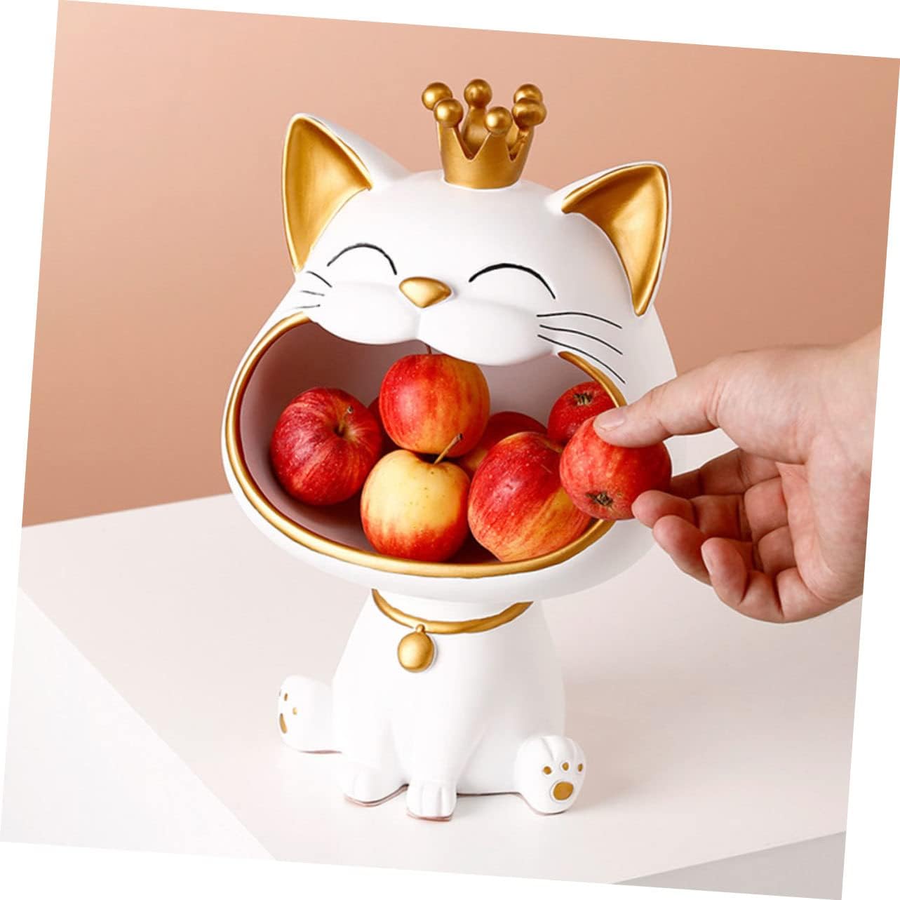 jojofuny Jewelry Storage Ornament Cat Big Mouth Key Storage Box, Lucky Cat Figurine Resin Animal Key Candy Nut Snack Bowl, Earring Jewelry Organizer Serving Dish Tray Chinese