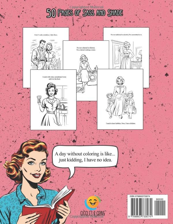 Domestic Divas, Vintage Women with Attitude Adult Coloring Book: Funny Gag Gift, Sarcastic, Sassay Retro Housewives image 3