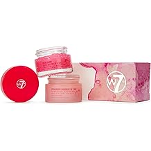 W7 Sweet Dreams 唇部磨砂膏和隔夜唇膜二重奏 - 2 件套礼品 - 草莓味 - 去角质、调理、舒缓和水分