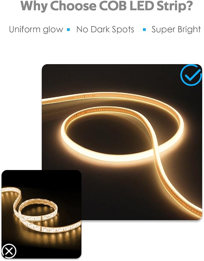Tira LED COB 10M Exterior Impermeable Blanco Cálido 3000K miniatura 3