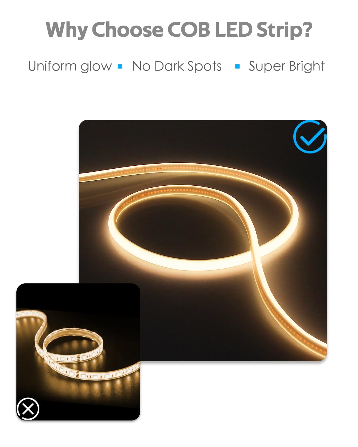 COB LED Luci di Striscia Esterna Impermeabile 50ft Dimmable con Reomote AC 110V ~ 120V Flessibile Cuttable FCOB Bianco 3000K per Costruzione Decorazione Giardino