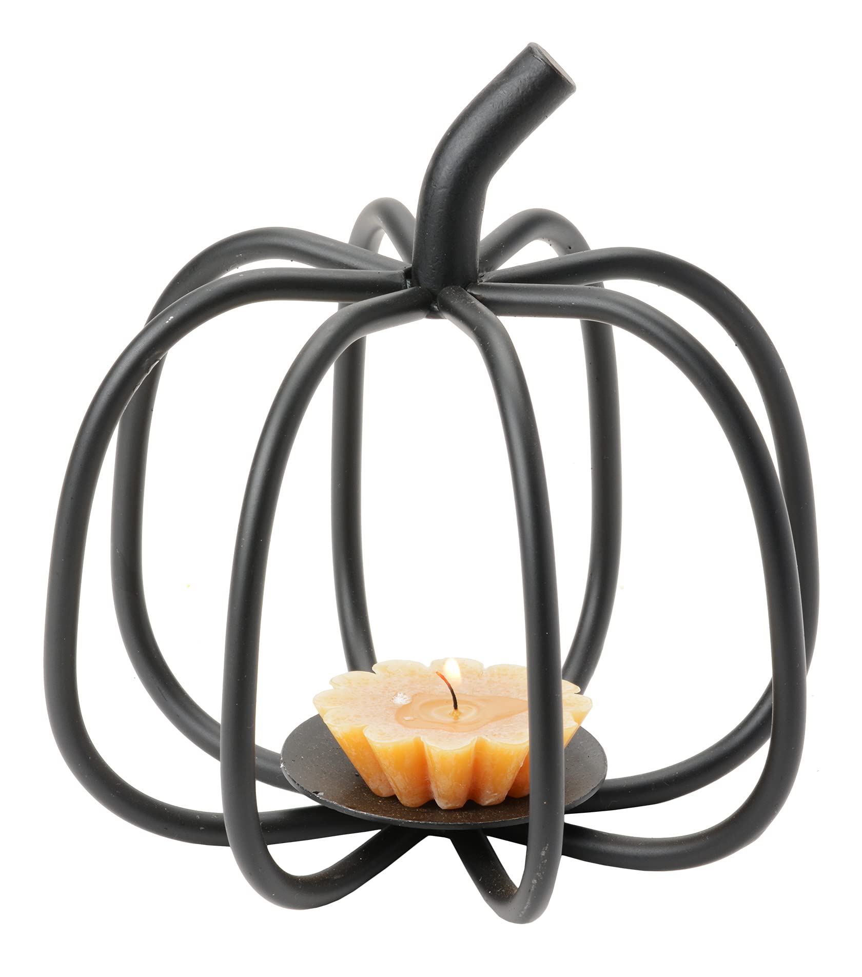 Pumpkin Candle Holder - Solid Wrought Iron Halloween Tea Light Decoration Amish Handmade in Lancaster Pennsylvania USA
