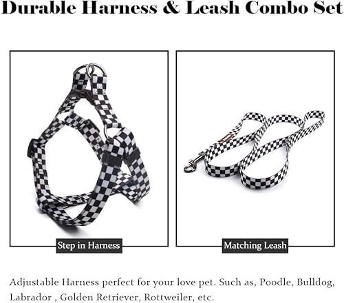Miniatura 3 de QQPETS Juego de correa de arnés para perro, ajustable, resistente, sin tirones, para perros de razas pequeñas, medianas y grandes, clip de espalda