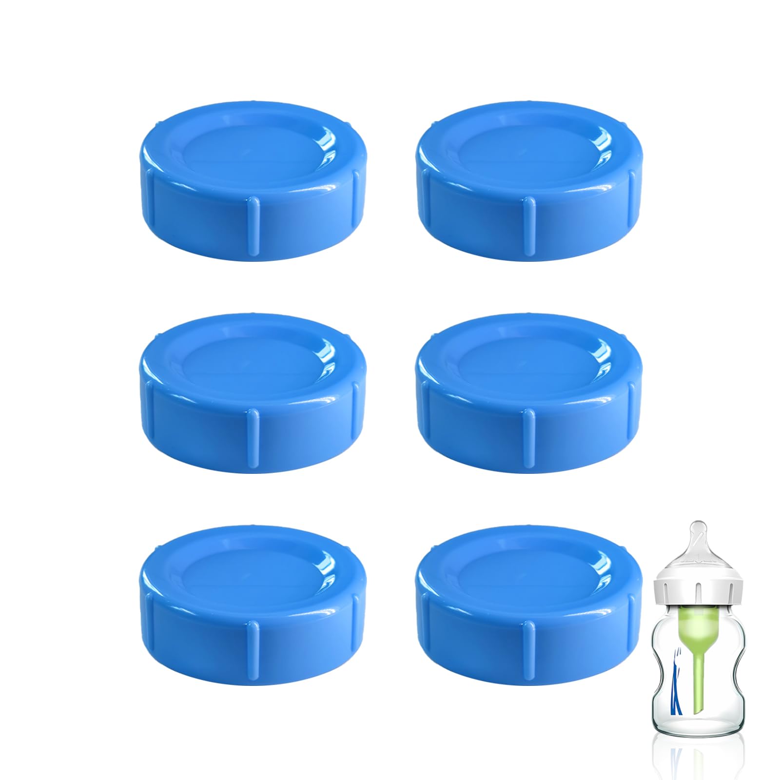 6pcs Wide Bottle Caps Compatible for Wide-Neck Natural Flow Dr Brown Bottles,BPA Free Travel and Storage Baby Bottle Lids Replacement Parts with